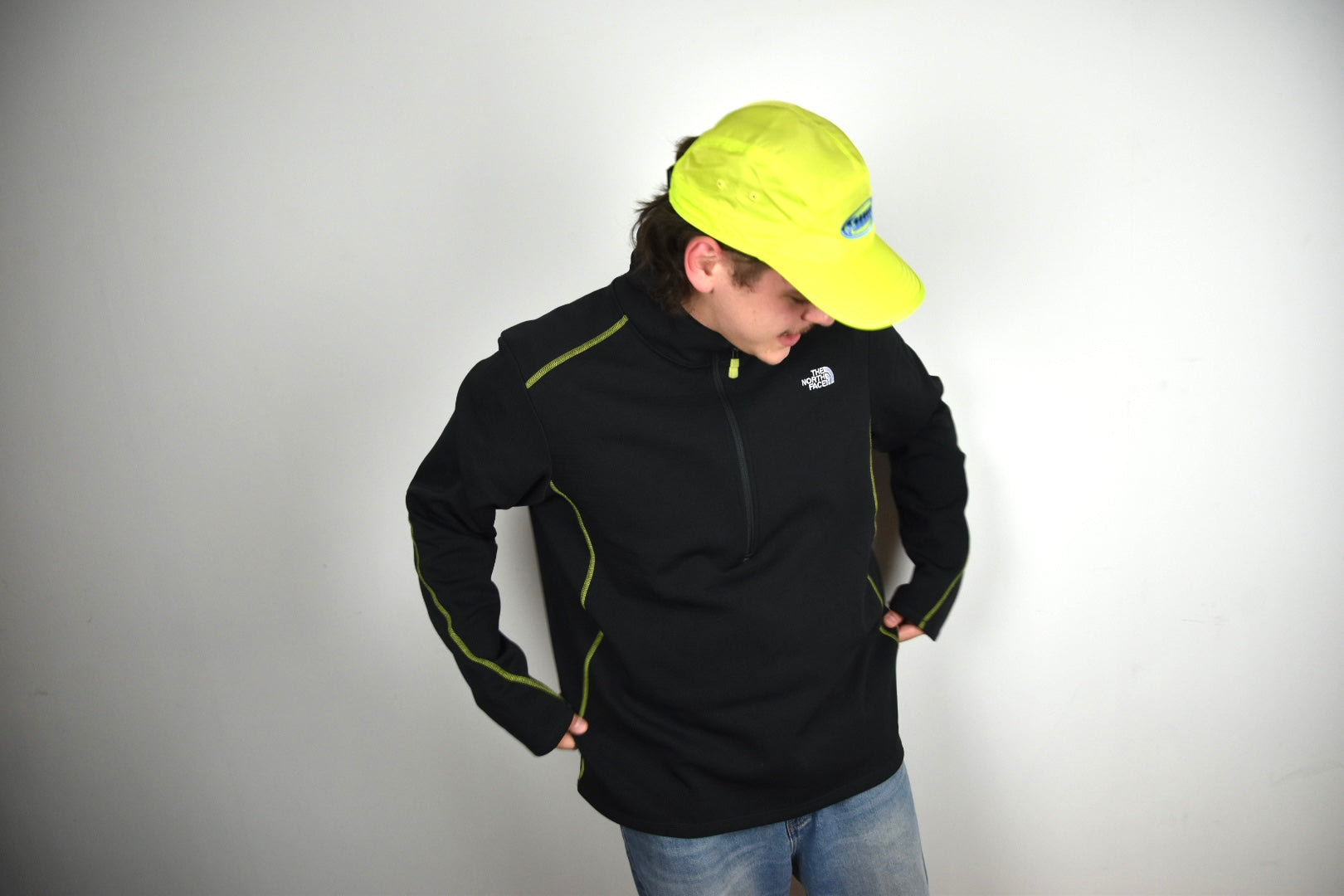 The North Face Vintage Sweater – Zwart/Groen (Maat XL, Goede conditie)