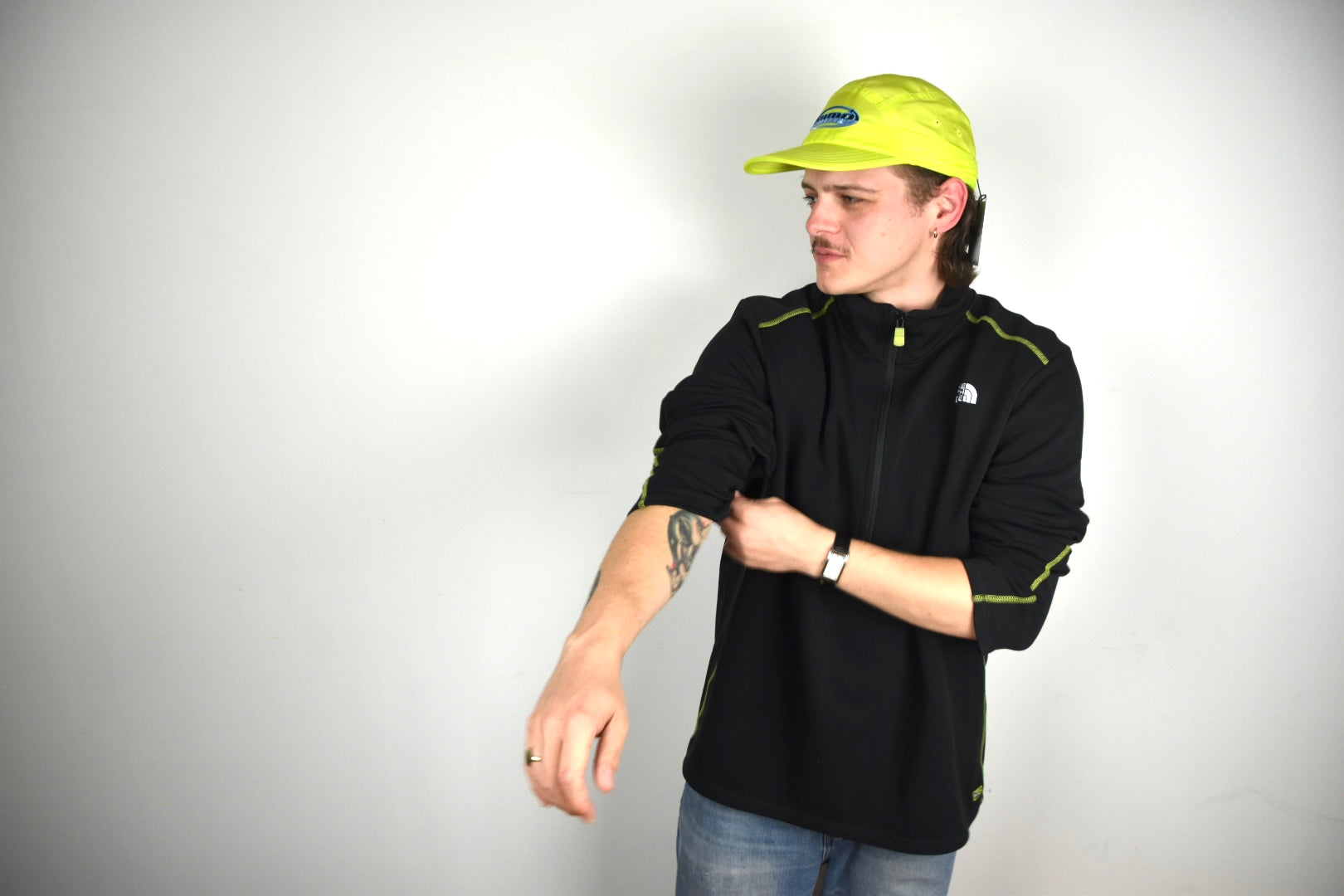 The North Face Vintage Sweater – Zwart/Groen (Maat XL, Goede conditie)