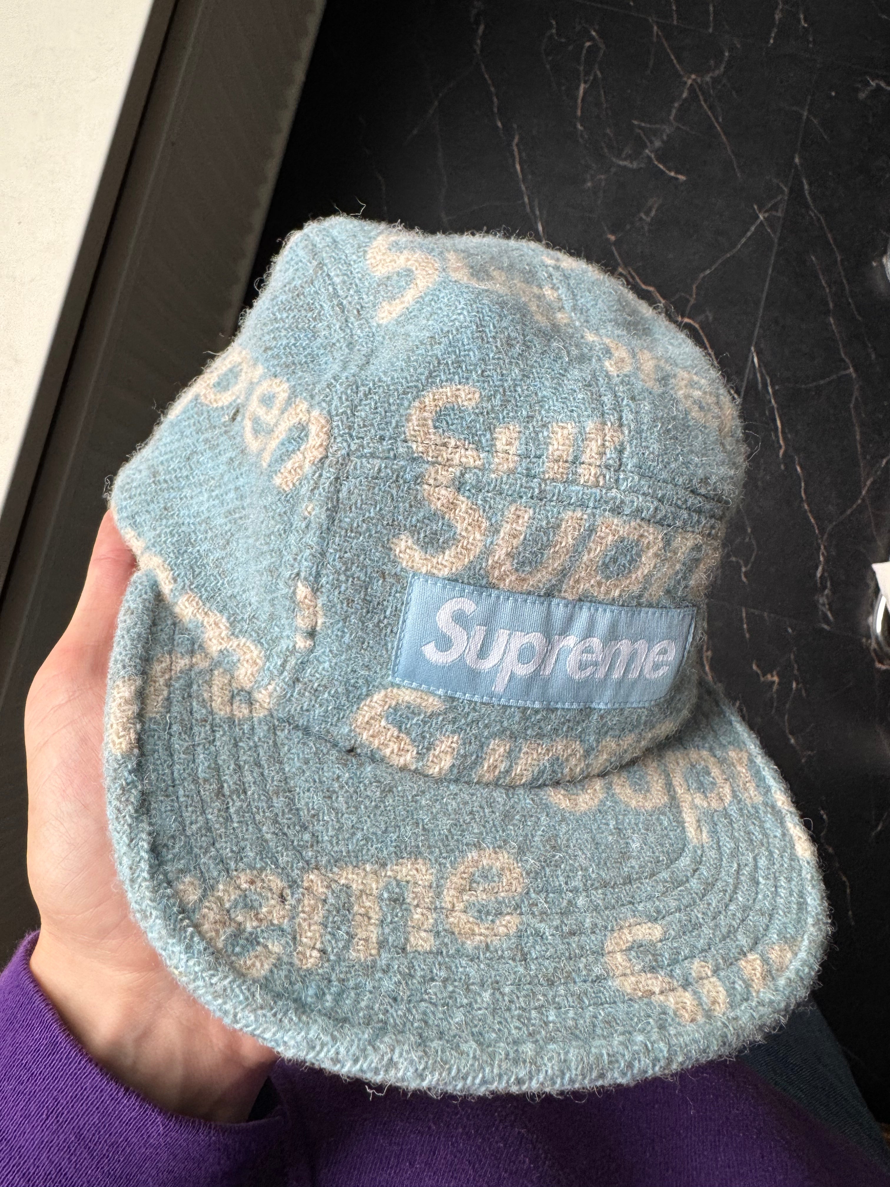 Supreme Harris Tweed Cap – Light Blue