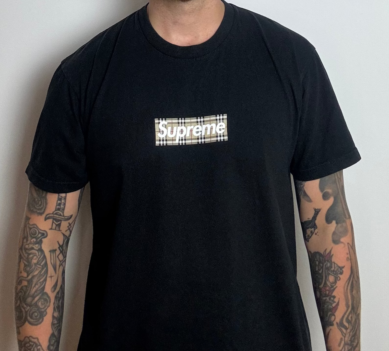 Supreme Burberry box-logo tee | Black size L