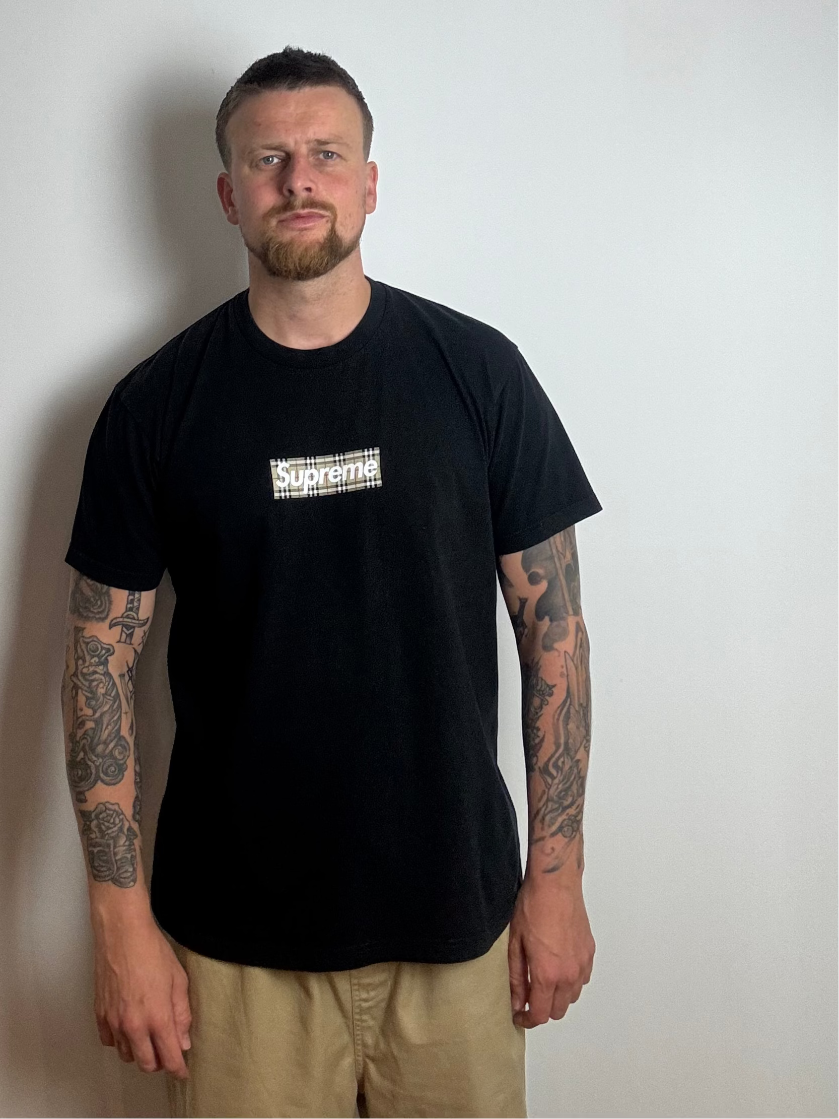 Supreme Burberry box-logo tee | Black size L