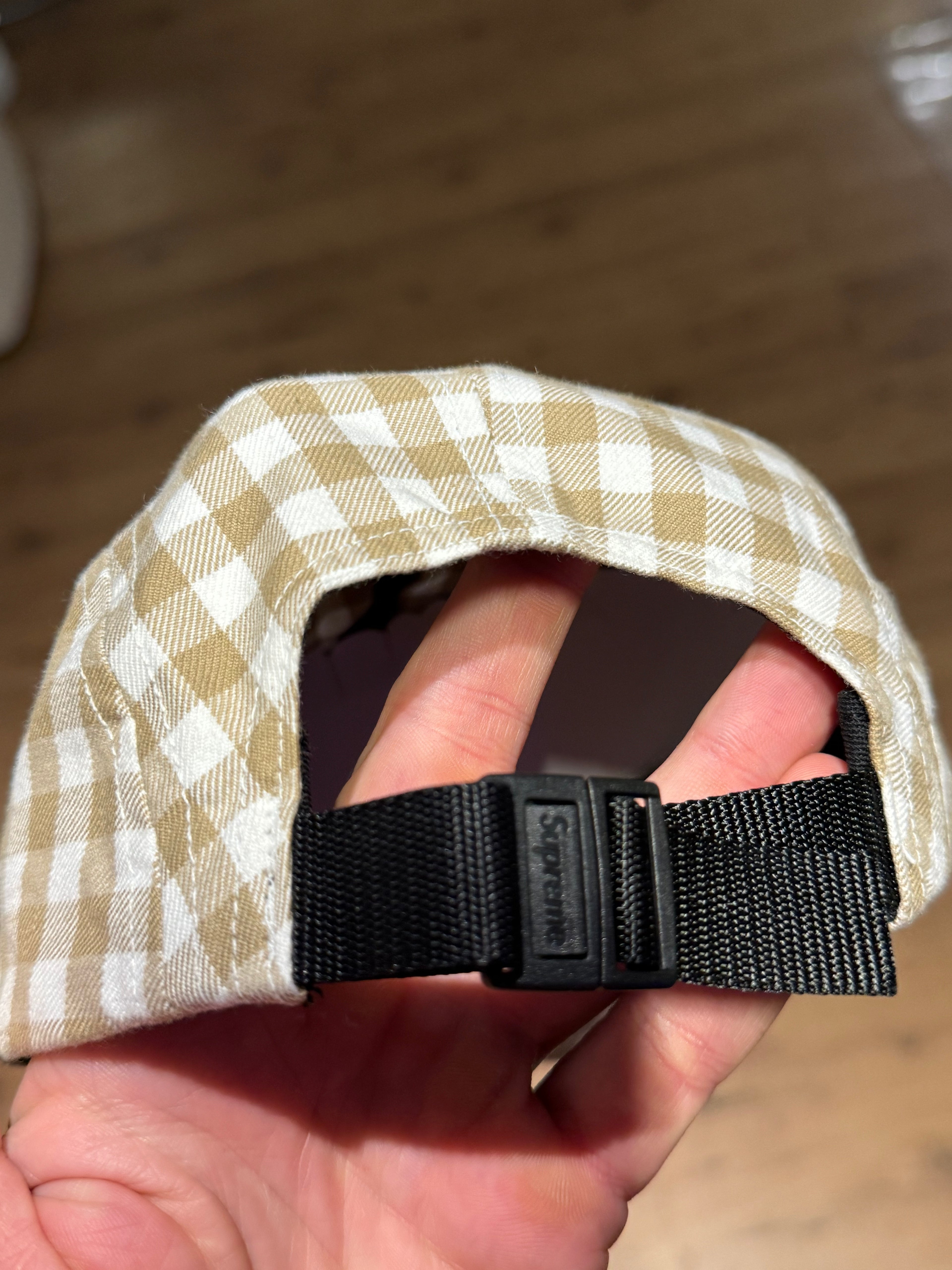 Supreme Gingham Twill Camp Cap Hat Tan SS23