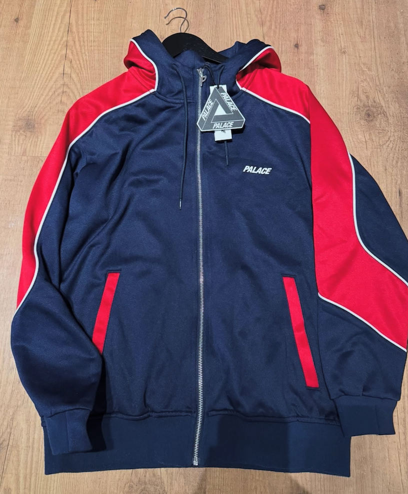PALACE Pipeline Hooded Track Jacket Navy/red maat M