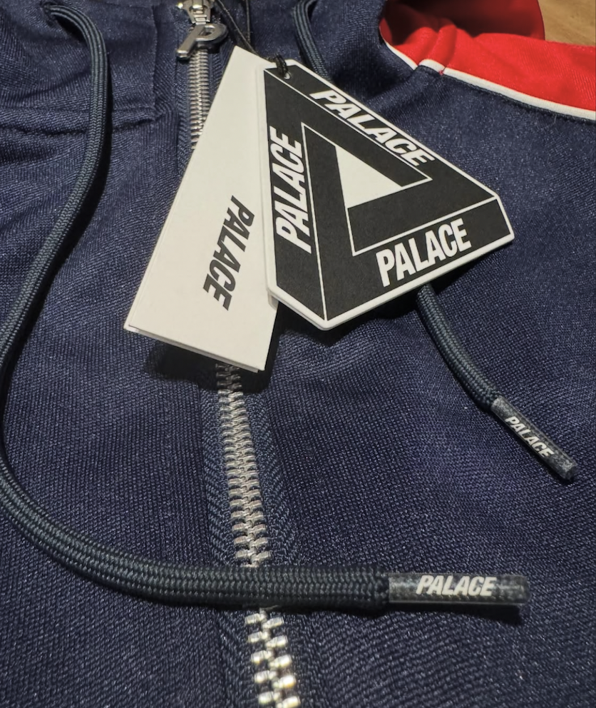 PALACE Pipeline Hooded Track Jacket Navy/red maat M