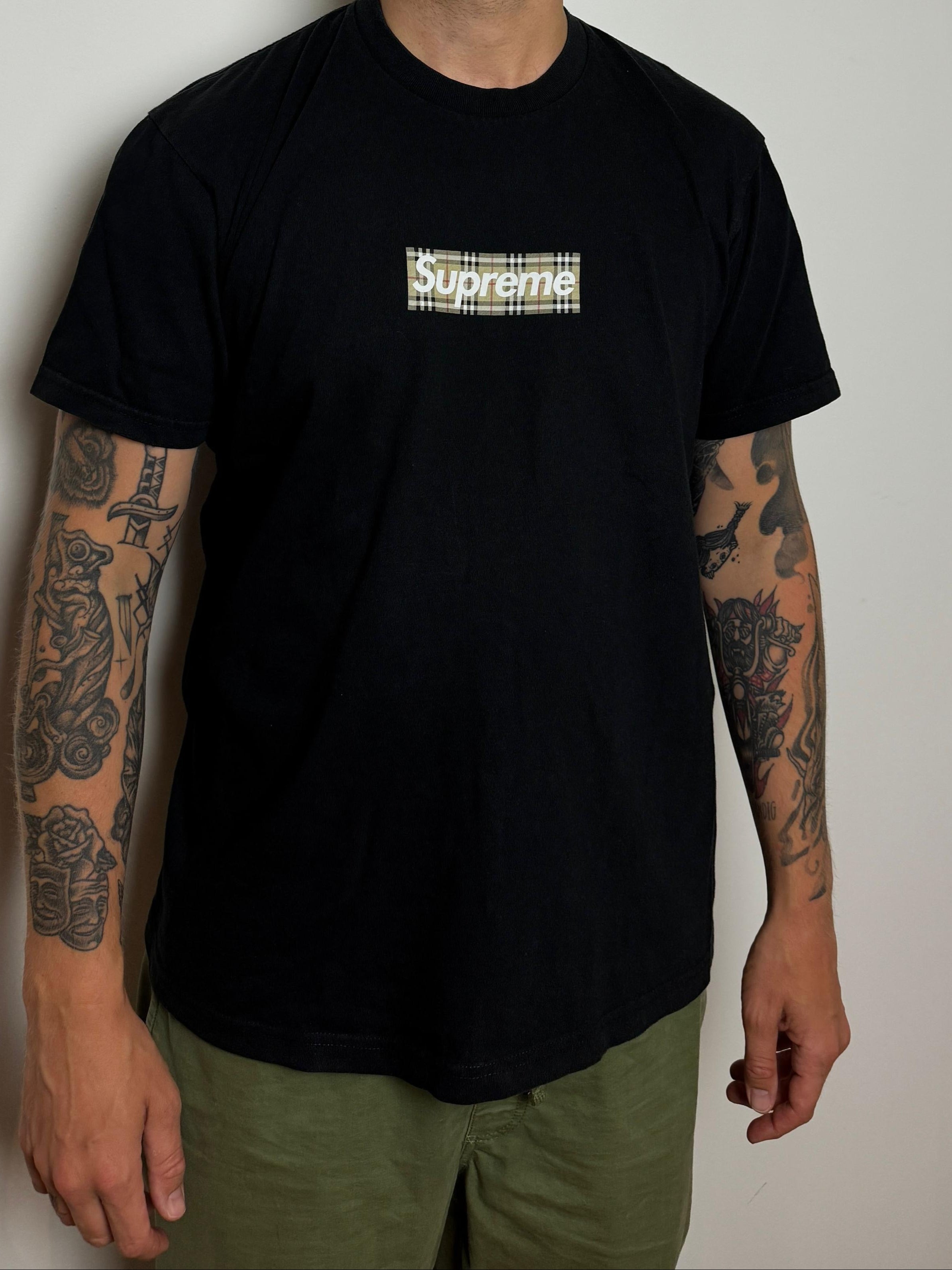 Supreme Burberry box-logo tee | Black size L