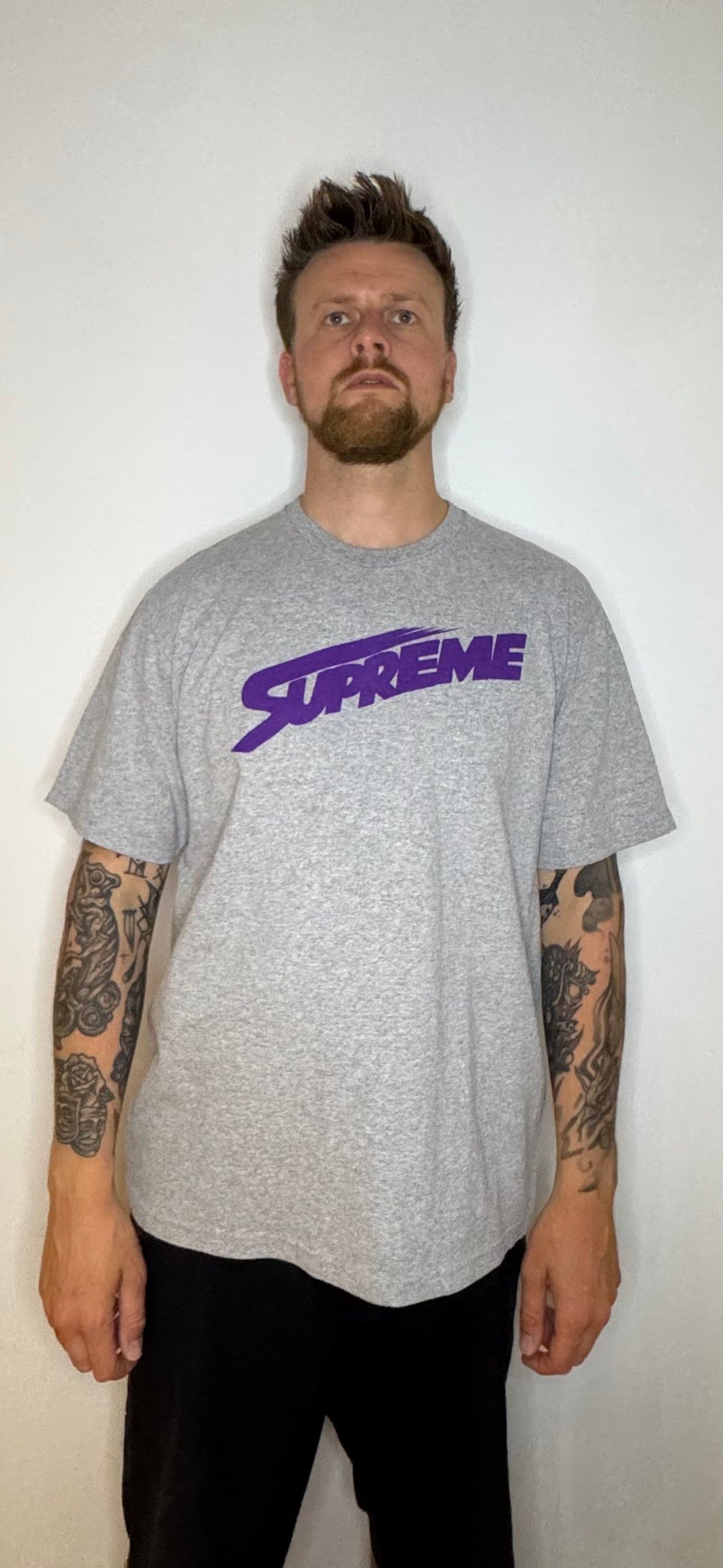 Supreme Grey Purple Tee maat L