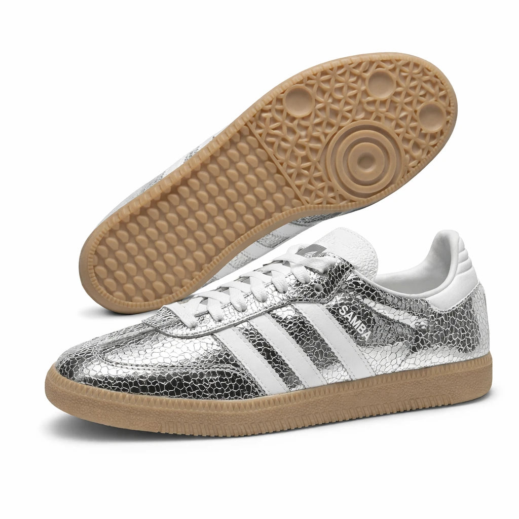 adidas Samba OG Silver Metallic Cracked Leather (Women's)