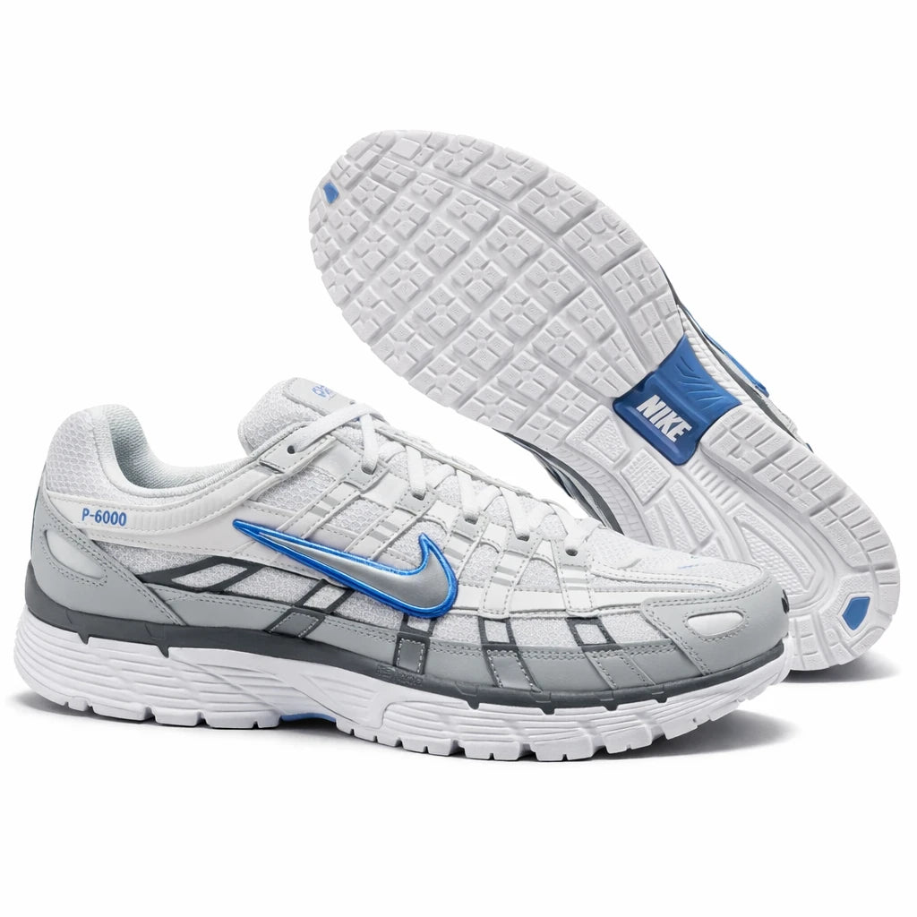 Nike P-6000 White Metallic Silver Blue