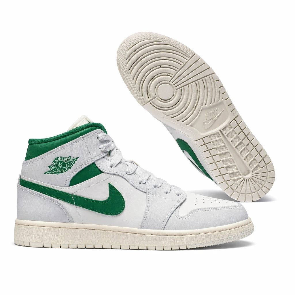 Jordan 1 Mid White Pure Platinum Pine Green (GS)