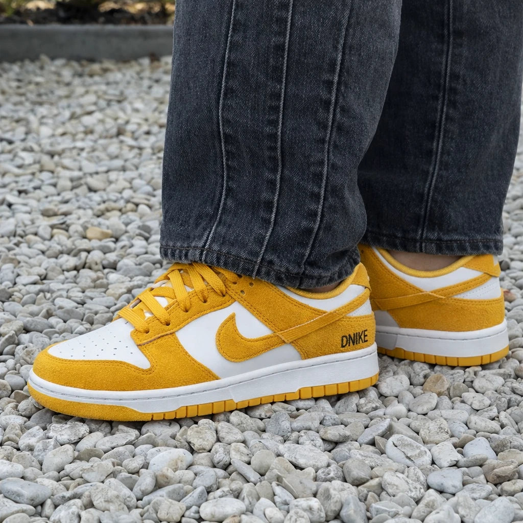 Nike Dunk Low Dark Sulfur Gold Mini Swoosh (Women's)