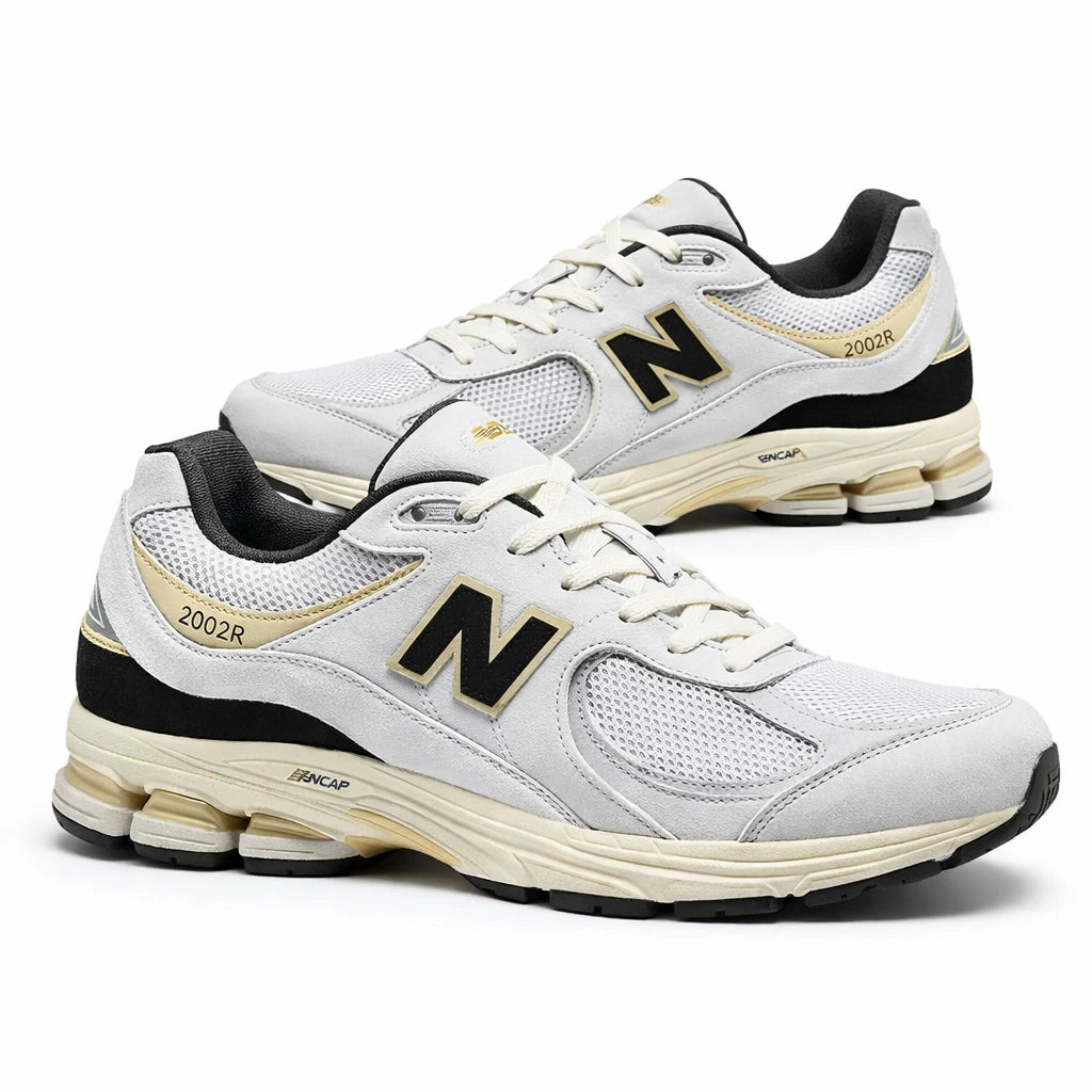 New Balance 2002R White Black Gold Metallic