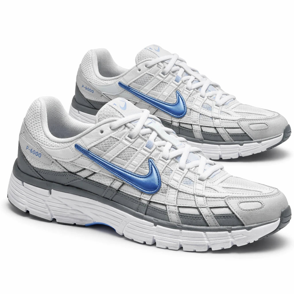 Nike P-6000 White Metallic Silver Blue