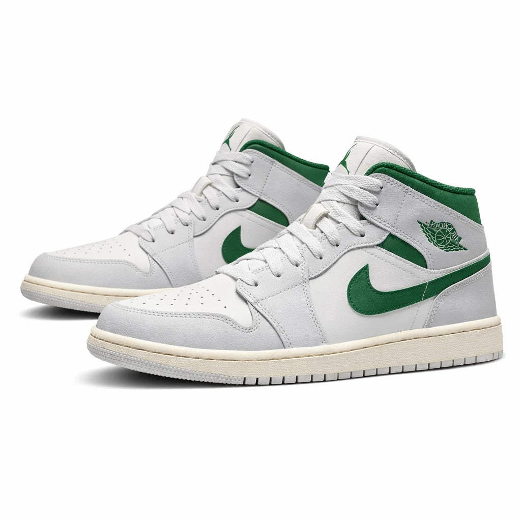 Jordan 1 Mid White Pure Platinum Pine Green (GS)